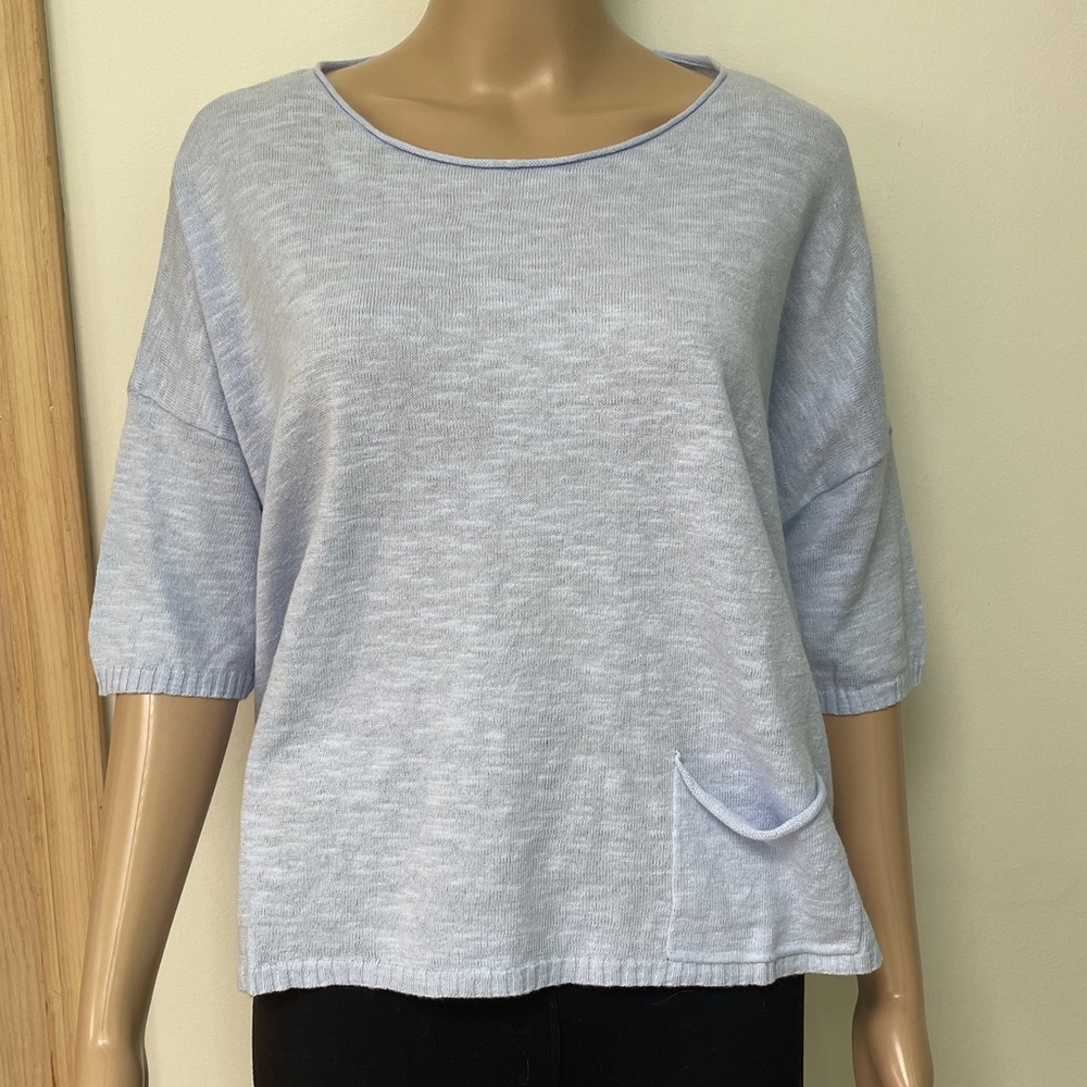Eileen Fisher top Blue Linen Blend
